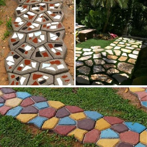 促别墅花园设计施工简易地坪模具水泥混凝土鹅卵石地砖铺路模具新