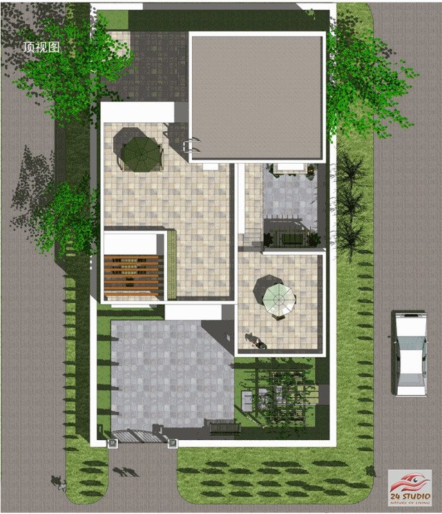 带内庭院的现代别墅--24建筑设计案例